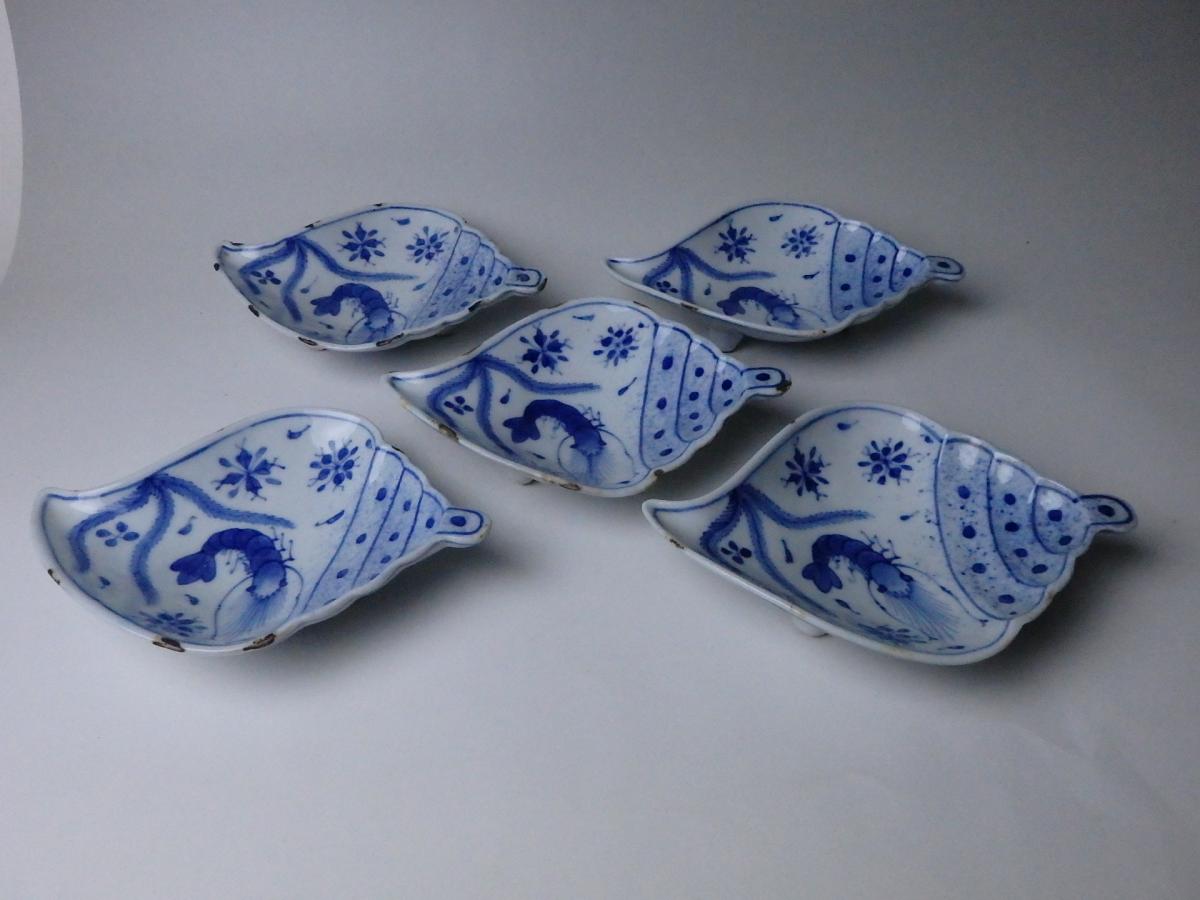 明代 巻貝古染付 向付5客 | 古美術 春鼎庵しゅんていあん 